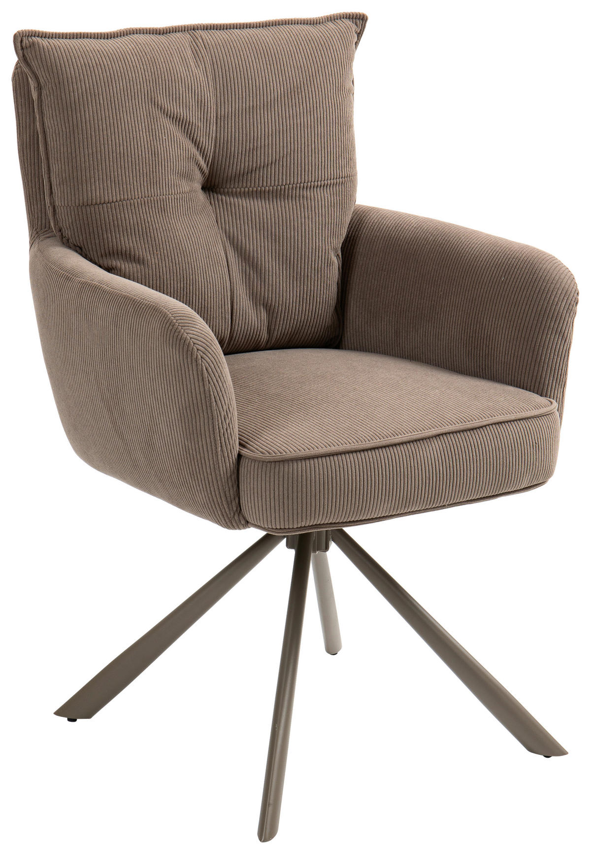 ARMLEHNSTUHL  in Feincord  - Braun, Design, Textil/Metall (61/95/67cm) - Novel