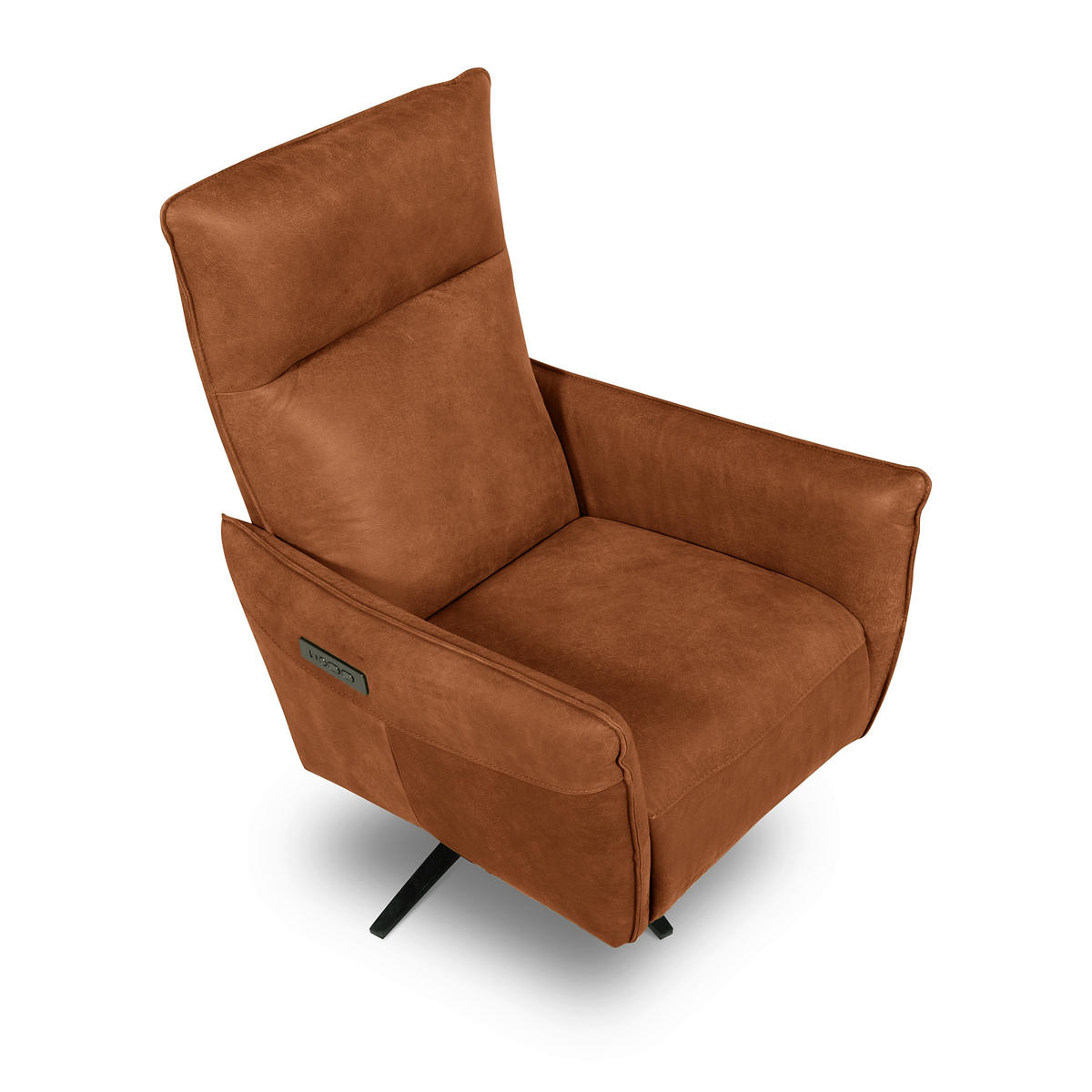 RELAXSESSEL Leder Karamell  - Karamell/Schwarz, Design, Leder/Metall (77/107/88cm) - Livetastic