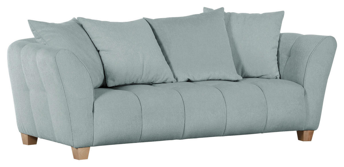 3-SITZER-SOFA Chenille Hellblau  - Buchefarben/Hellblau, KONVENTIONELL, Holz/Textil (212/72/95cm) - Milino