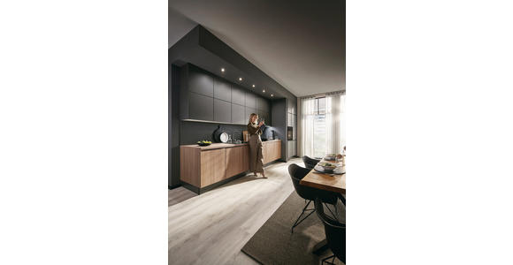 EINBAUKÜCHE   - Eichefarben/Graphitfarben, Design, Holzwerkstoff - Xora