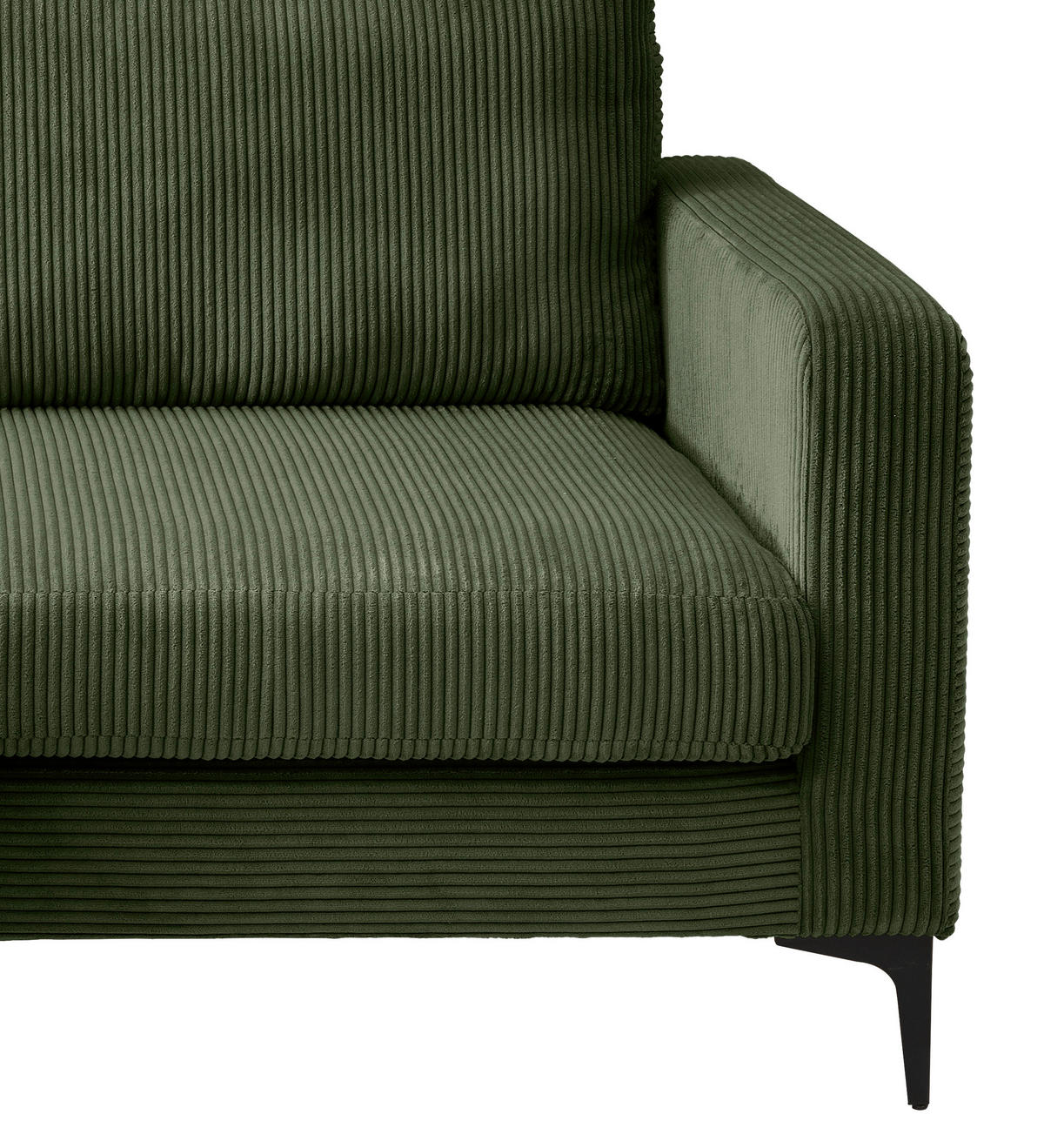 ECKSOFA in Cord Dunkelgrün  - Dunkelgrün/Schwarz, Basics, Textil/Metall (204/153cm) - Livetastic