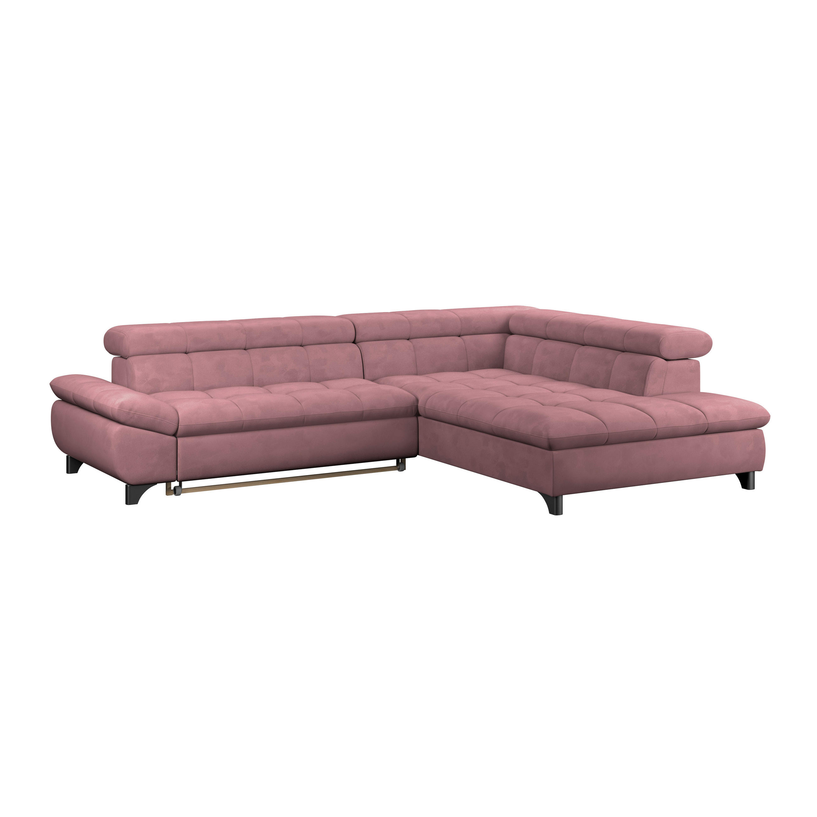 ECKSOFA Rosa Chenille  - Chromfarben/Rosa, KONVENTIONELL, Textil/Metall (312/234cm) - Livetastic