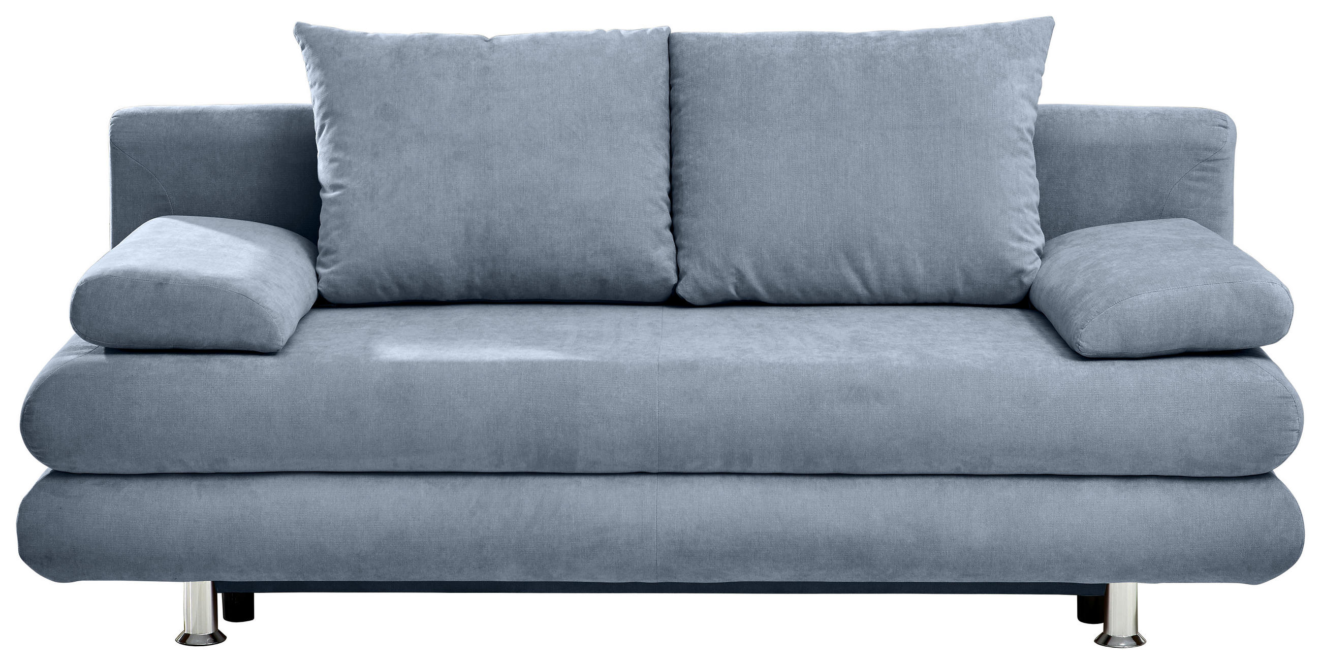 SCHLAFSOFA Flachgewebe Blau Querschläfer  inkl. Rückenkissen, Armlehnenkissen, Bettkasten, Schlaffunktion  - Chromfarben/Blau, Design, Kunststoff/Textil (196/74/90cm) - Carryhome