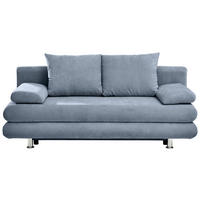 SCHLAFSOFA Flachgewebe Blau Querschläfer  inkl. Rückenkissen, Armlehnenkissen, Bettkasten, Schlaffunktion  - Chromfarben/Blau, Design, Kunststoff/Textil (196/74/90cm) - Carryhome