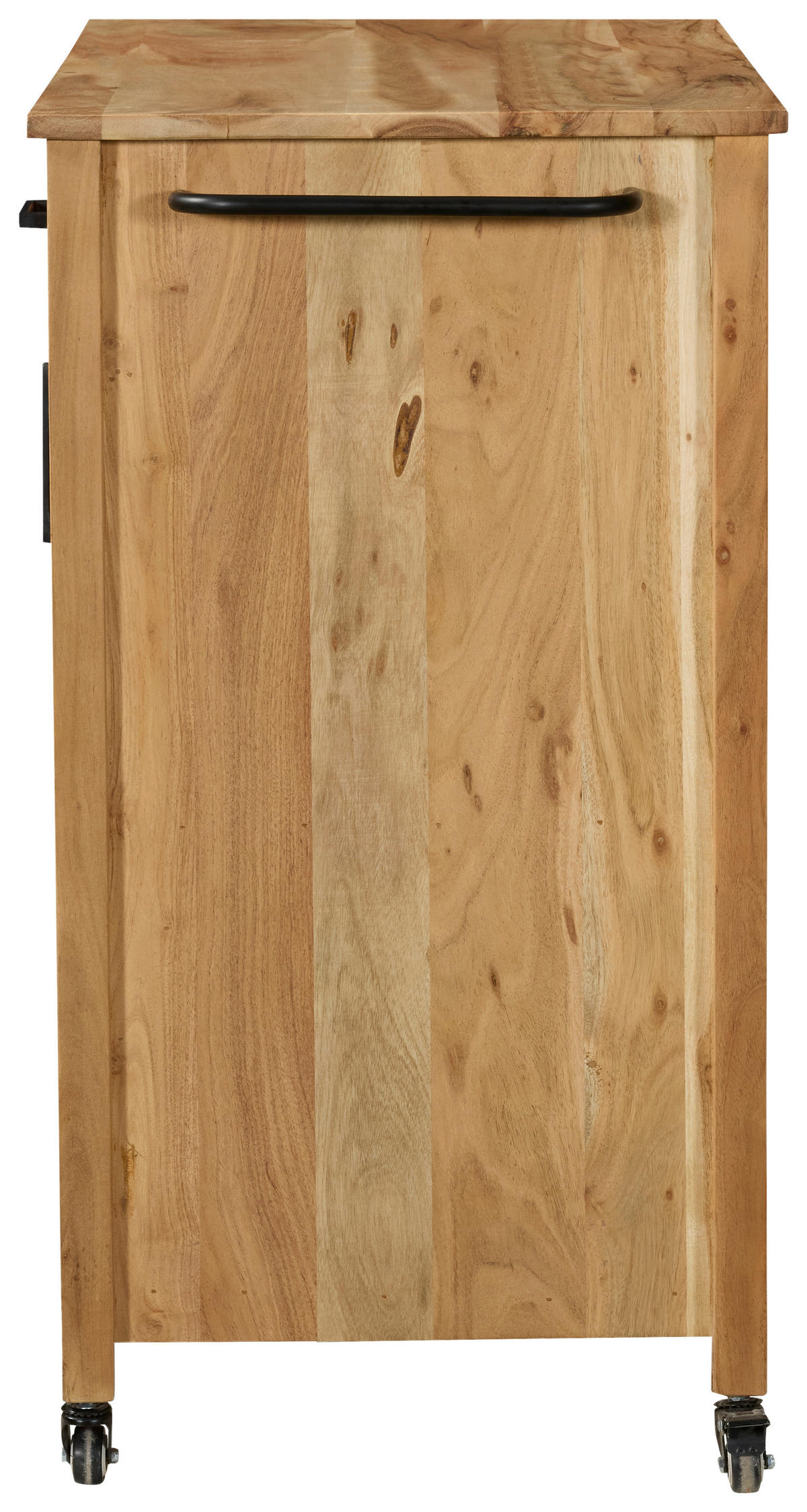 SERVIERWAGEN Akazie vollmassiv Akaziefarben  - Schwarz/Akaziefarben, Natur, Holz/Kunststoff (100/90/48cm) - Livetastic