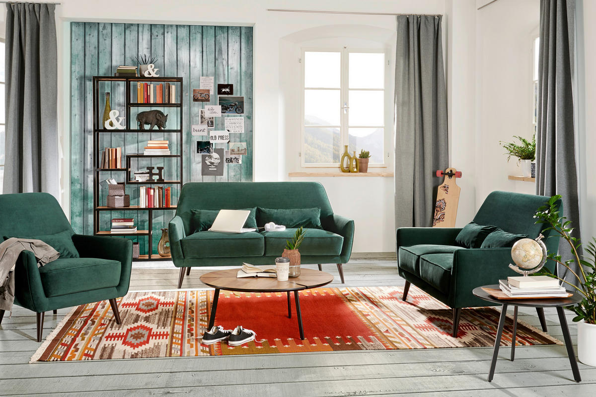2-SITZER-SOFA Mikrofaser Rot  - Rot/Schwarz, Trend, Holz/Textil (135/86/80cm) - MID.YOU