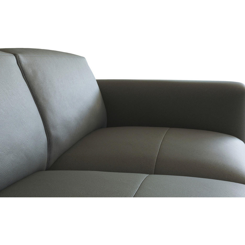 Thumbnail - Livetastic Ecksofa, Dunkelgrau, Leder, Echtleder, Birke, vollmassiv, 5-Sitzer, Ottomane links, L-Form, 256x231 cm, Golde...