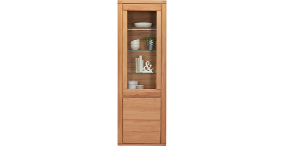 VITRINE in massiv Kernbuche Kernbuche - Kernbuche/Grau, KONVENTIONELL, Glas/Holz (66/204/38cm) - Voleo