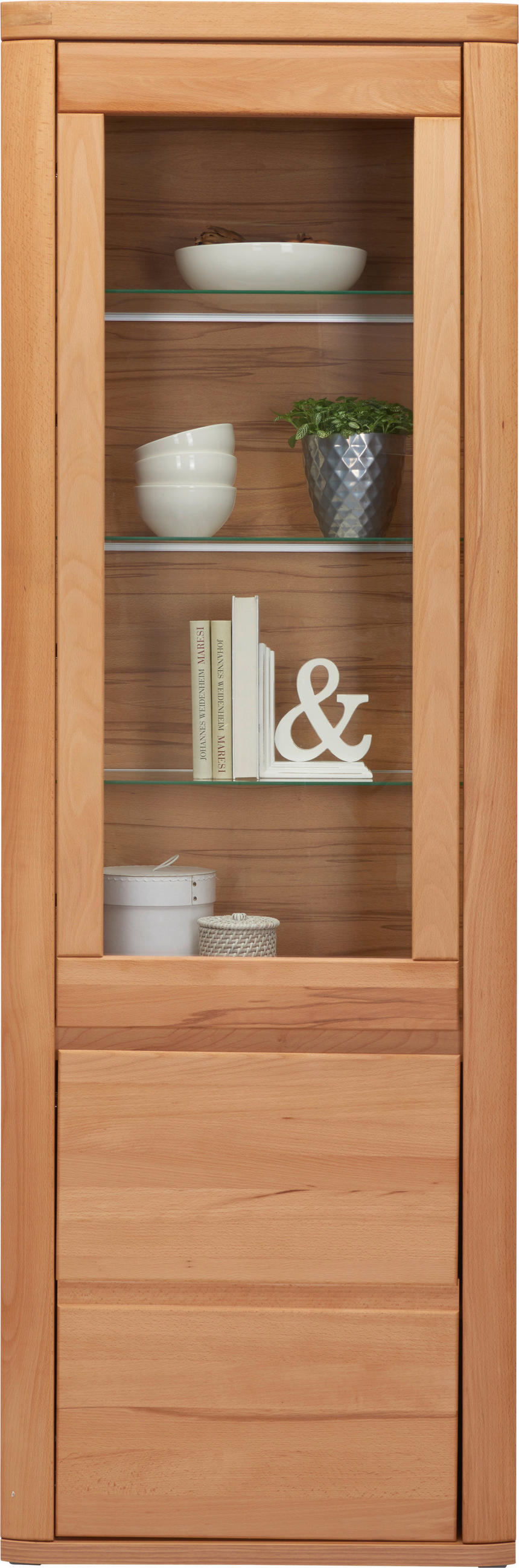 VITRINE  in massiv Kernbuche Kernbuche - Kernbuche/Grau, KONVENTIONELL, Glas/Holz (66/204/38cm) - Voleo