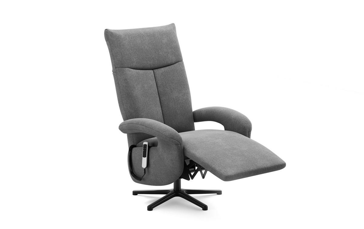 RELAXSESSEL Mikrofaser Kopfteilverstellung, Rücken echt    - Dunkelgrau/Schwarz, MODERN, Textil/Metall (74/112/82cm) - Sit & More
