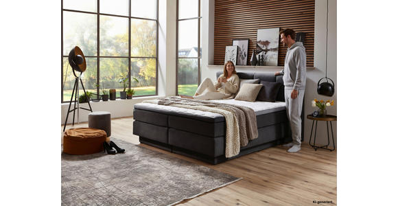BOXSPRINGBETT 180/200 cm  in Anthrazit  - Anthrazit/Schwarz, KONVENTIONELL, Kunststoff/Textil (180/200cm) - Carryhome