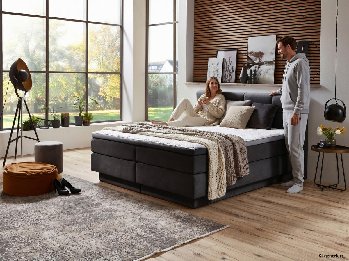 BOXSPRINGBETT 180/200 cm  Anthrazit  - Anthrazit/Schwarz, Konventionell, Kunststoff/Textil (180/200cm) - Carryhome