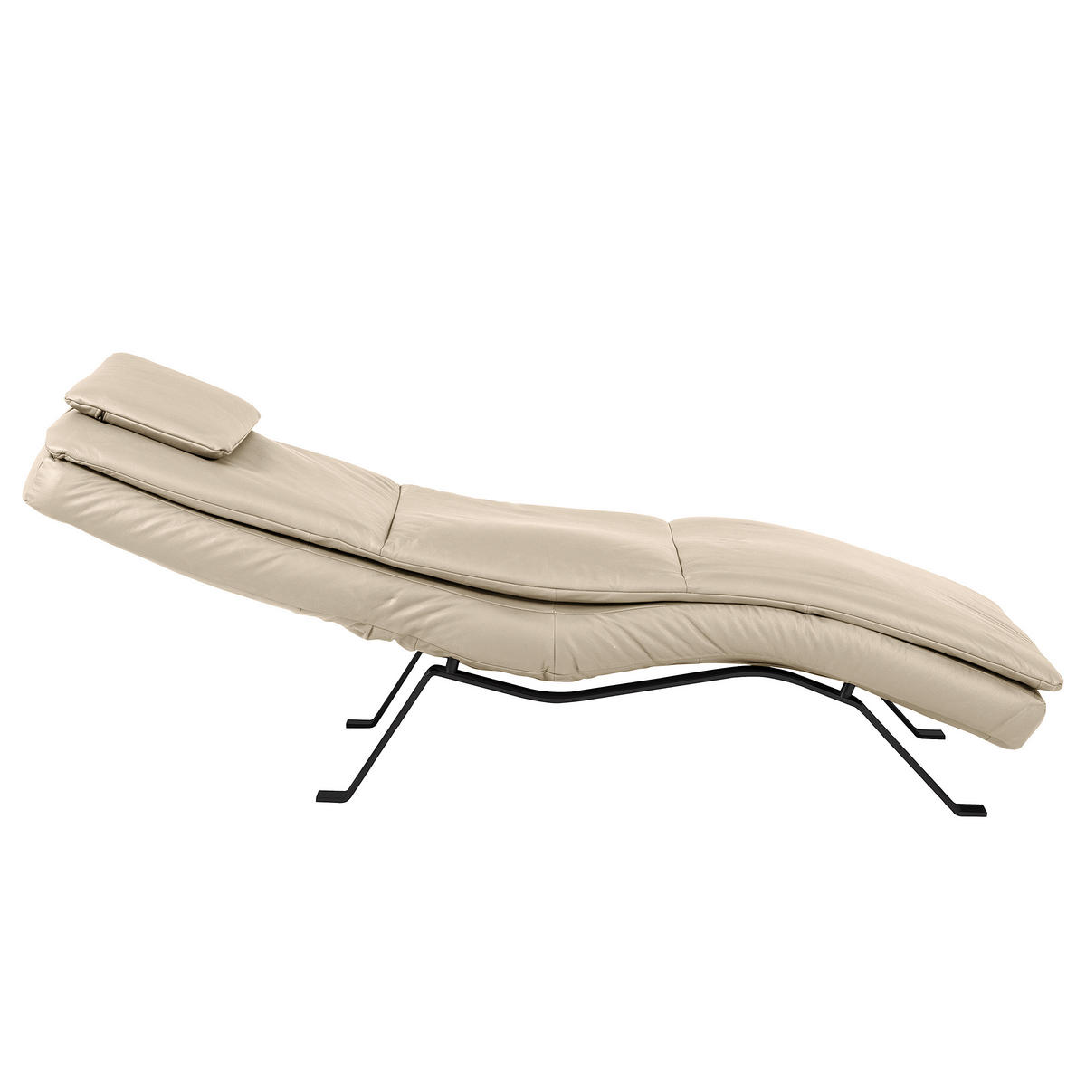 RELAXLIEGE Echtleder Grau  - Schwarz/Grau, Design, Leder/Metall (65/95/171cm) - Celina Home