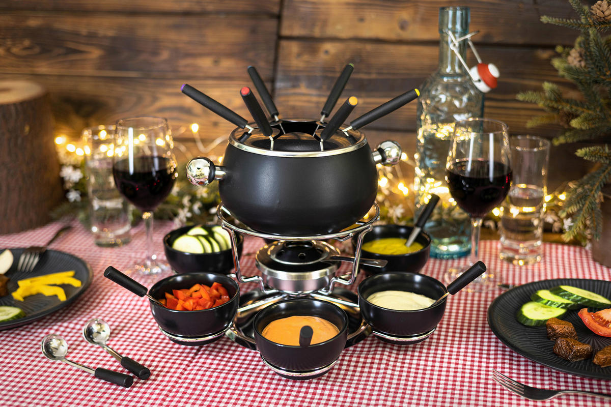 FONDUESET  - Schwarz, Basics, Keramik/Metall (35/28/35cm) - Nouvel