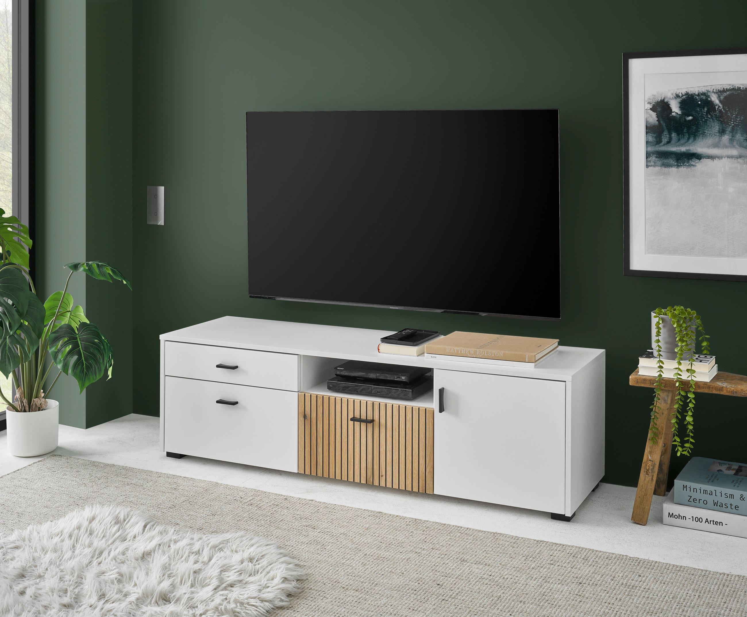 LOWBOARD  in  - Eichefarben/Schwarz, Design, Holzwerkstoff/Kunststoff (150cm) - MID.YOU
