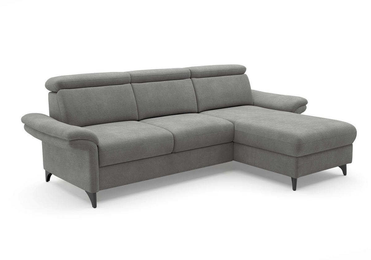 ECKSOFA Flachgewebe Grau  - Schwarz/Grau, Konventionell, Textil/Metall (253/166cm) - Sit & More