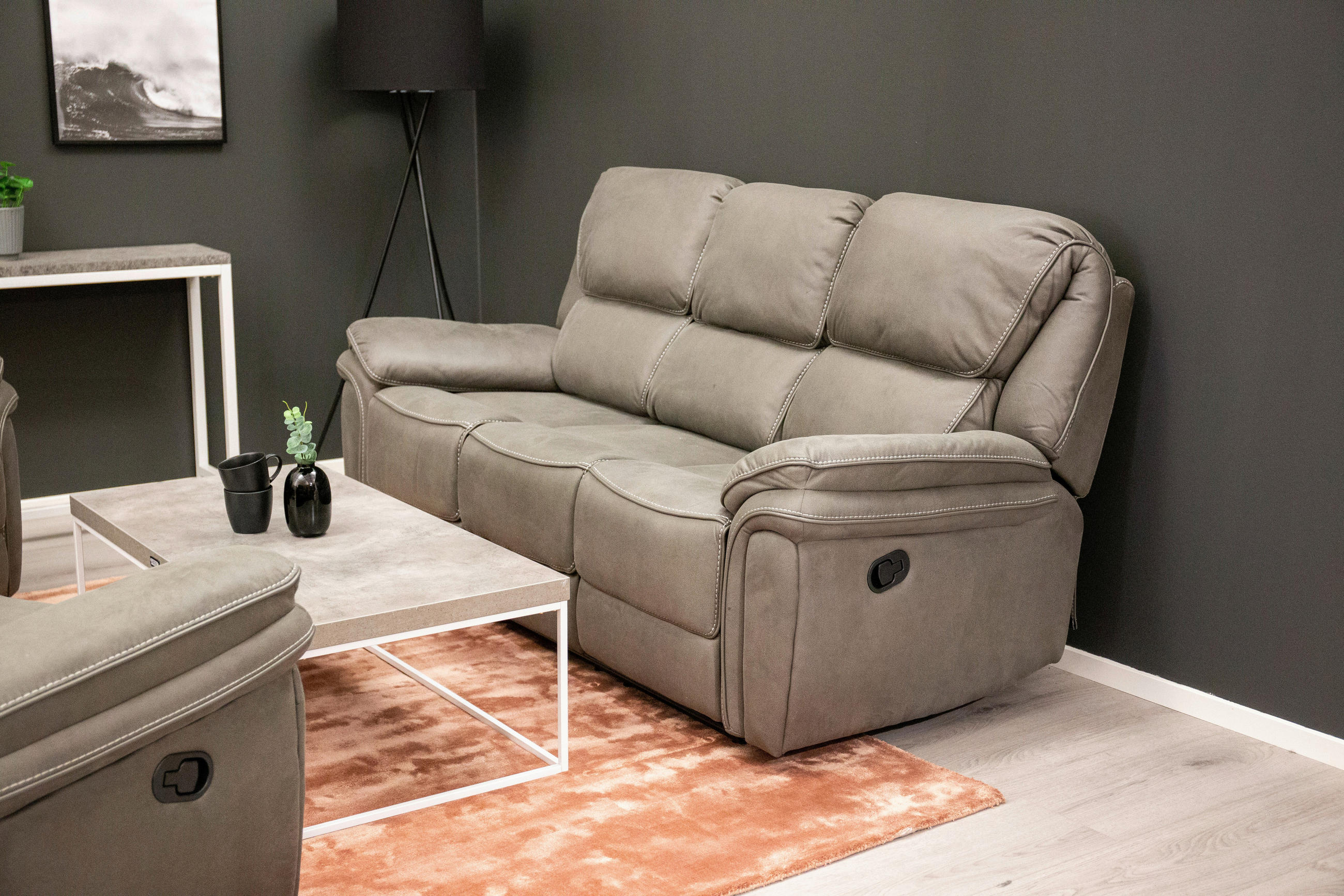 3-SITZER-SOFA Grau  - Grau, Design, Textil/Metall (206/96/98cm) - Livetastic