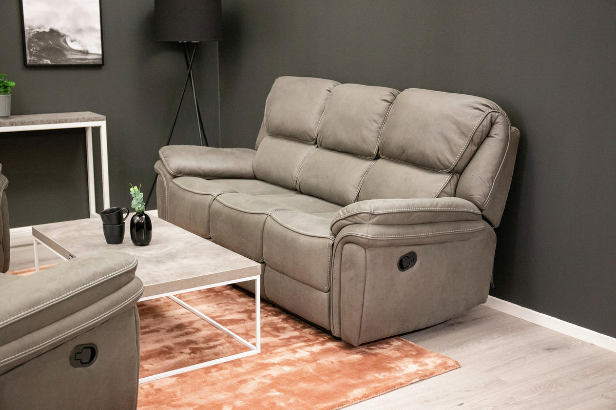 3-SITS SOFFA i grå  - grå, Design, metall/textil (206/96/98cm) - Livetastic