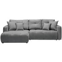 ECKSOFA Grau, Dunkelgrau Chenille  - Dunkelgrau/Schwarz, MODERN, Kunststoff/Textil (172/276cm) - Hom`in