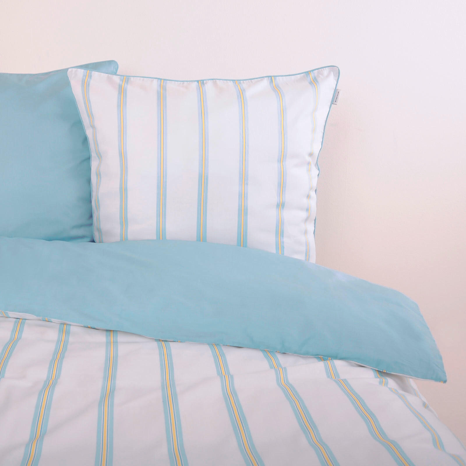 WENDEBETTWÄSCHE Satin 155/220 cm  - Gelb/Hellblau, Basics, Textil (155/220cm) - Tom Tailor