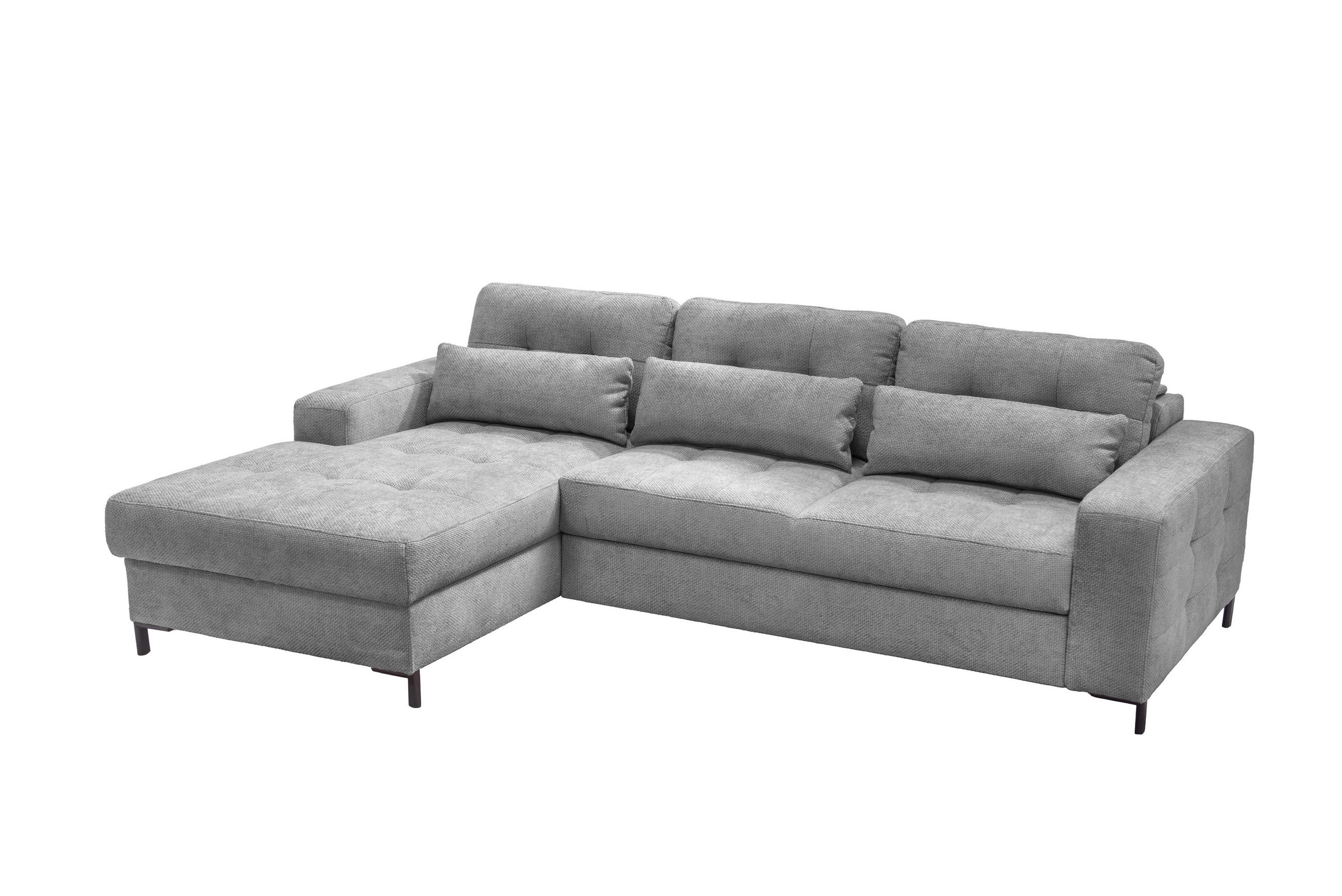 ECKSOFA in Struktur Grau  - Schwarz/Grau, Design, Textil/Metall (176/255cm) - Livetastic