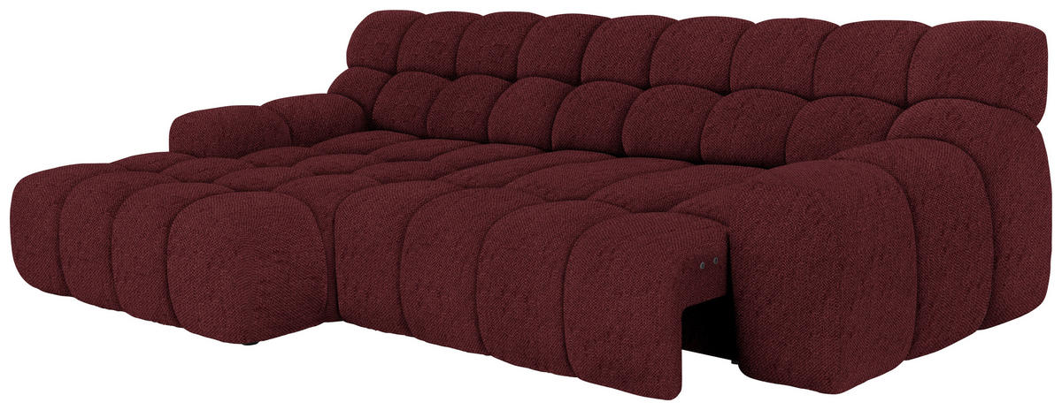 ECKSOFA in Webstoff Bordeaux   - Bordeaux/Schwarz, MODERN, Kunststoff/Textil (180cm) - Welnova