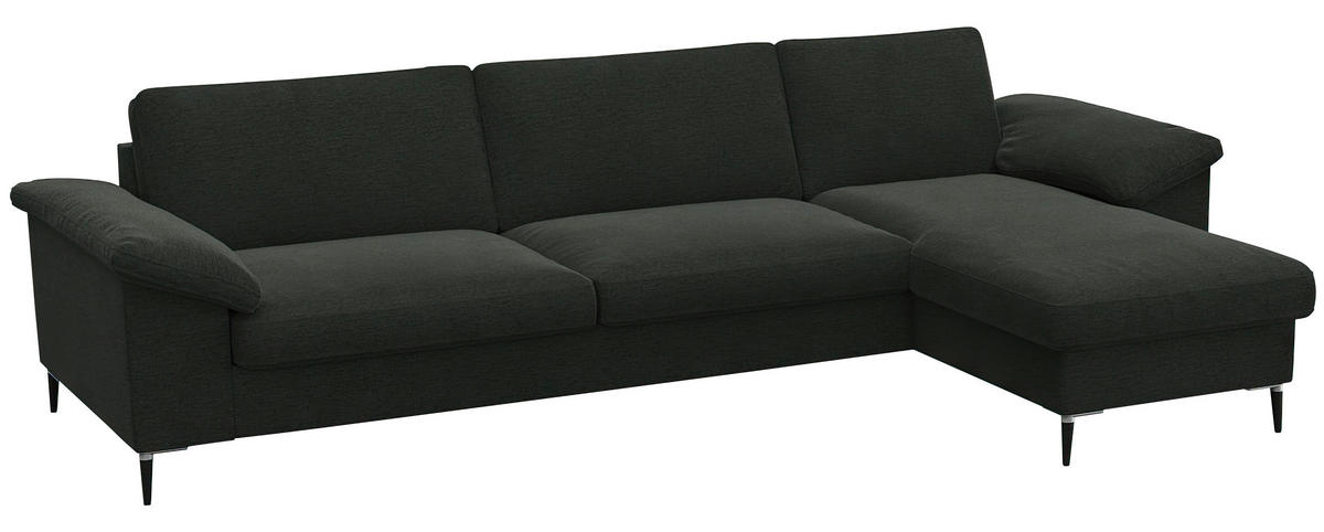ECKSOFA Waldgrün Flachgewebe  - Waldgrün/Alufarben, Design, Textil/Metall (274/159cm) - Livetastic
