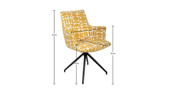 ARMLEHNSTUHL in Eisen Jacquard - Gelb/Schwarz, Design, Textil/Metall (59/89,5/63cm) - Novel
