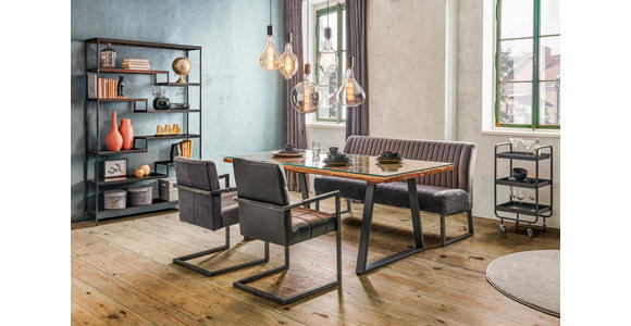 ESSTISCH in Holz, Metall, Glas 190/95/76 cm  - Schwarz/Naturfarben, Trend, Glas/Holz (190/95/76cm) - Ambia Home