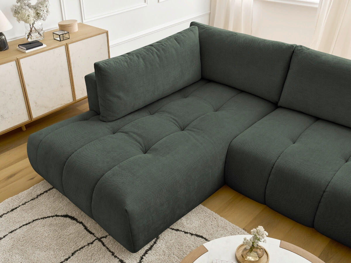WOHNLANDSCHAFT  FUJI  Grün Leinenoptik  - Schwarz/Grün, MODERN, Kunststoff/Textil (204/377/160cm)