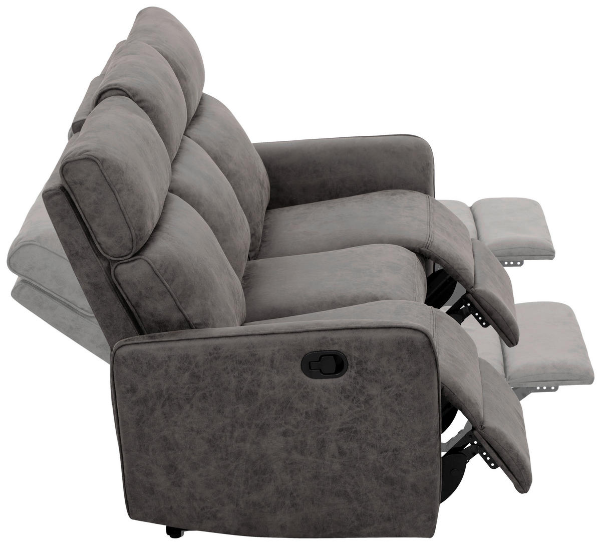 3-SITZER-SOFA Mikrofaser Grau  - Schwarz/Grau, Design, Holz/Kunststoff (185/105/93cm) - Livetastic