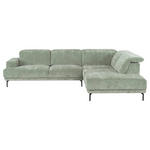 ECKSOFA Mintgrün Chenille Kopfteilverstellung, Sitztiefenverstellung  - Schwarz/Mintgrün, Design, Textil/Metall (307/243cm) - Xora