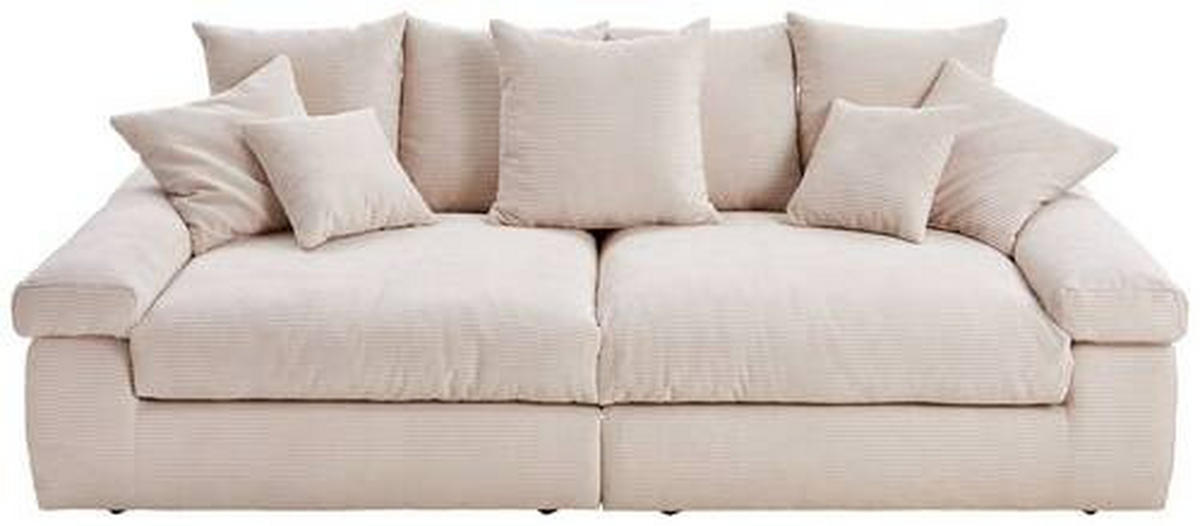 BIGSOFA Cord Naturfarben  - Schwarz/Naturfarben, Design, Kunststoff/Textil (260/90/140cm) - Ambia Home