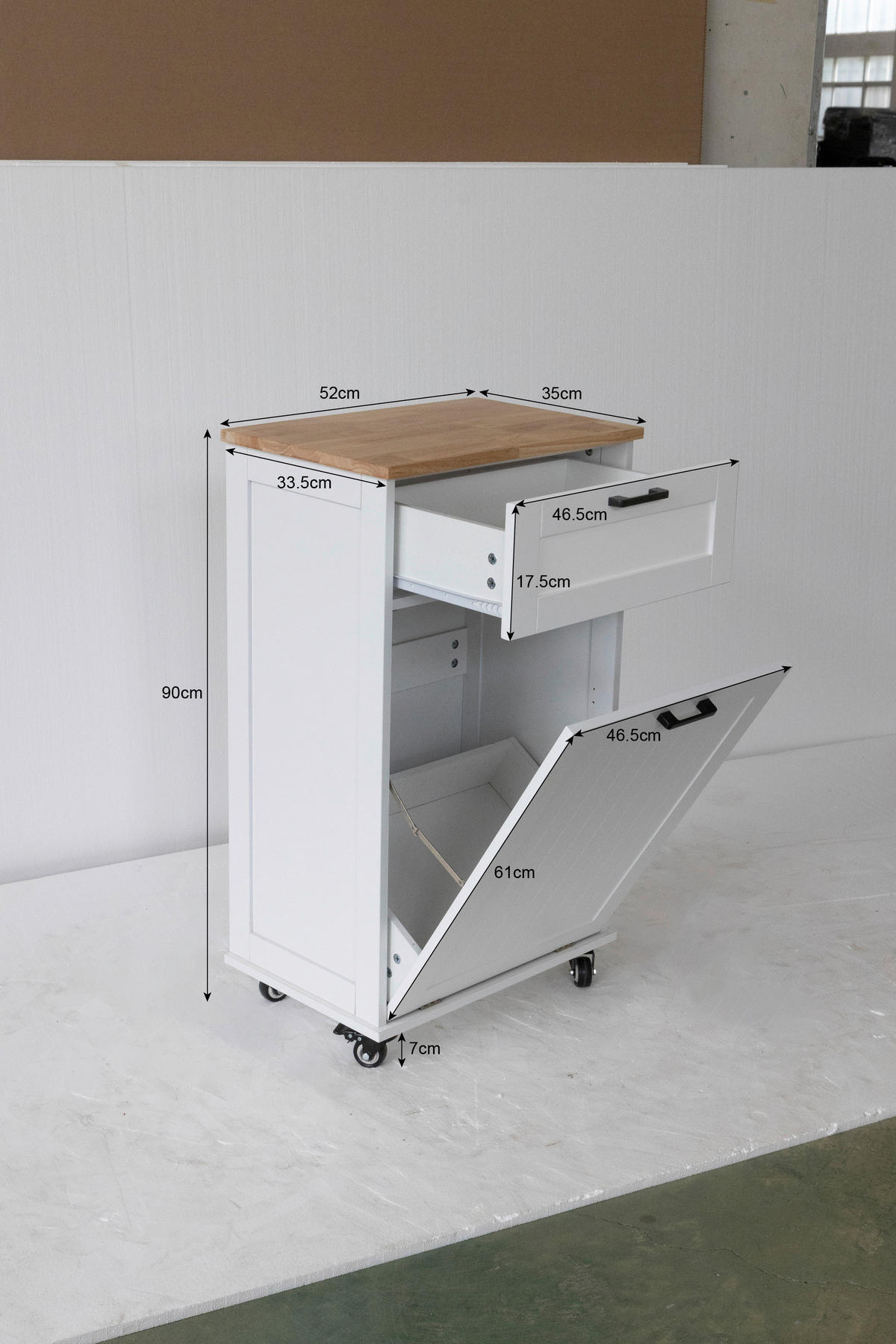 SERVIERWAGEN in Weiß  - Schwarz/Weiß, Basics, Holz/Holzwerkstoff (52/89/35cm) - MID.YOU