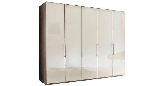 FALTTÜRENSCHRANK 250/216/58 cm 5-türig Trüffeleichefarben, Magnolie  - Chromfarben/Magnolie, KONVENTIONELL, Glas/Holzwerkstoff (250/216/58cm) - Venda