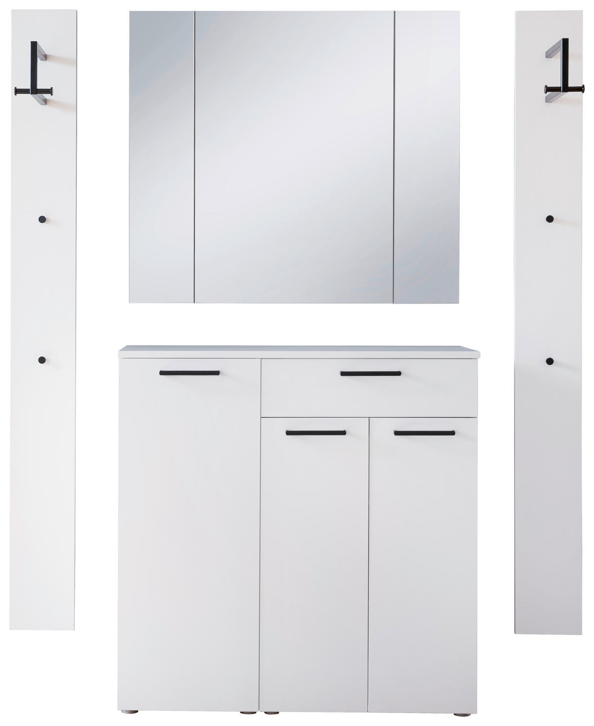 GARDEROBE 4-teilig  in 160/200/38 cm  - Weiß, KONVENTIONELL, Holzwerkstoff (160/200/38cm) - Moderano