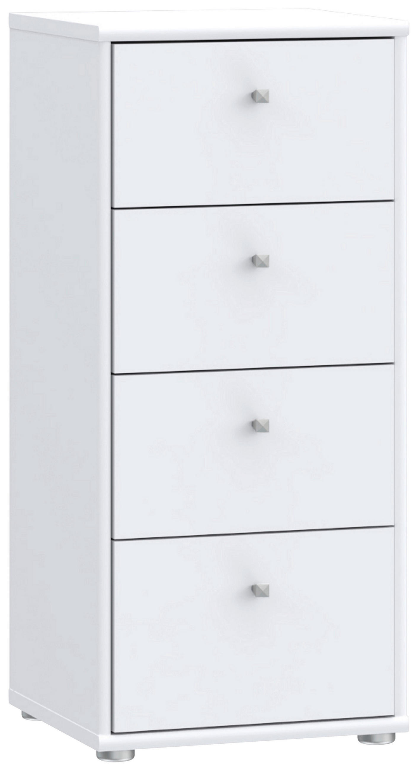 KOMMODE 38,6/85,5/34,8 cm  in Weiss  - Weiss/Alufarben, Design, Holzwerkstoff (38,6/85,5/34,8cm)
