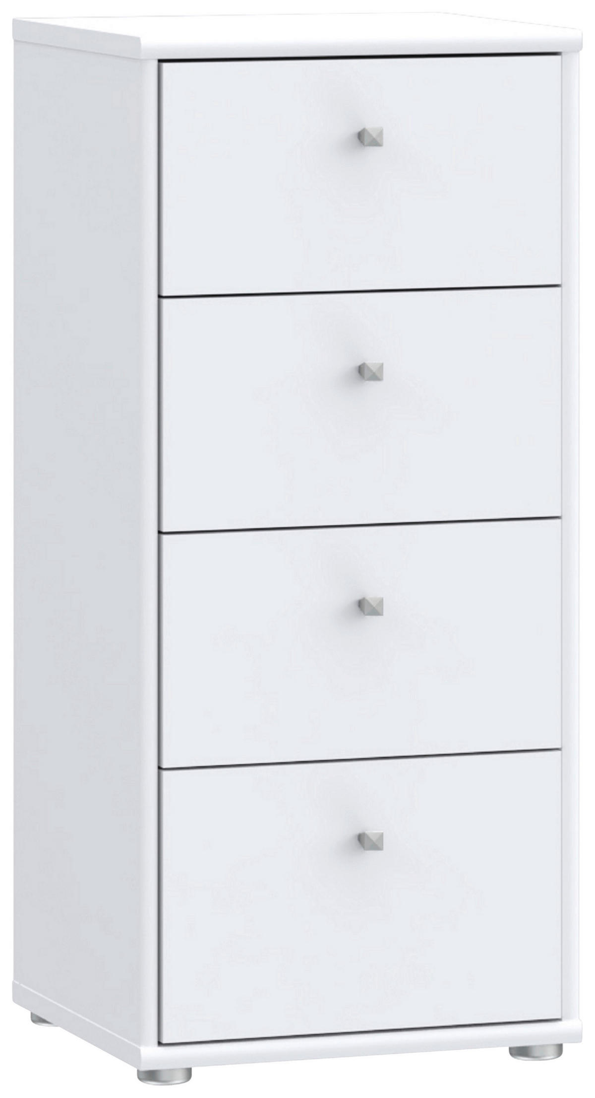 KOMMODE 38,6/85,5/34,8 cm  in Weiss  - Weiss/Alufarben, Design, Holzwerkstoff (38,6/85,5/34,8cm)