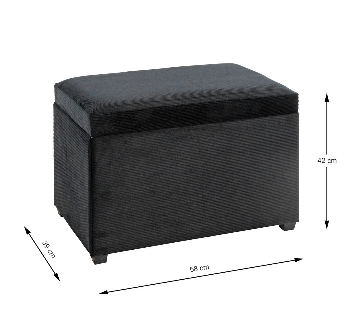 KLOP S SKRINJO   - črna, Design, tekstil/leseni material (58/42/39cm) - MID.YOU
