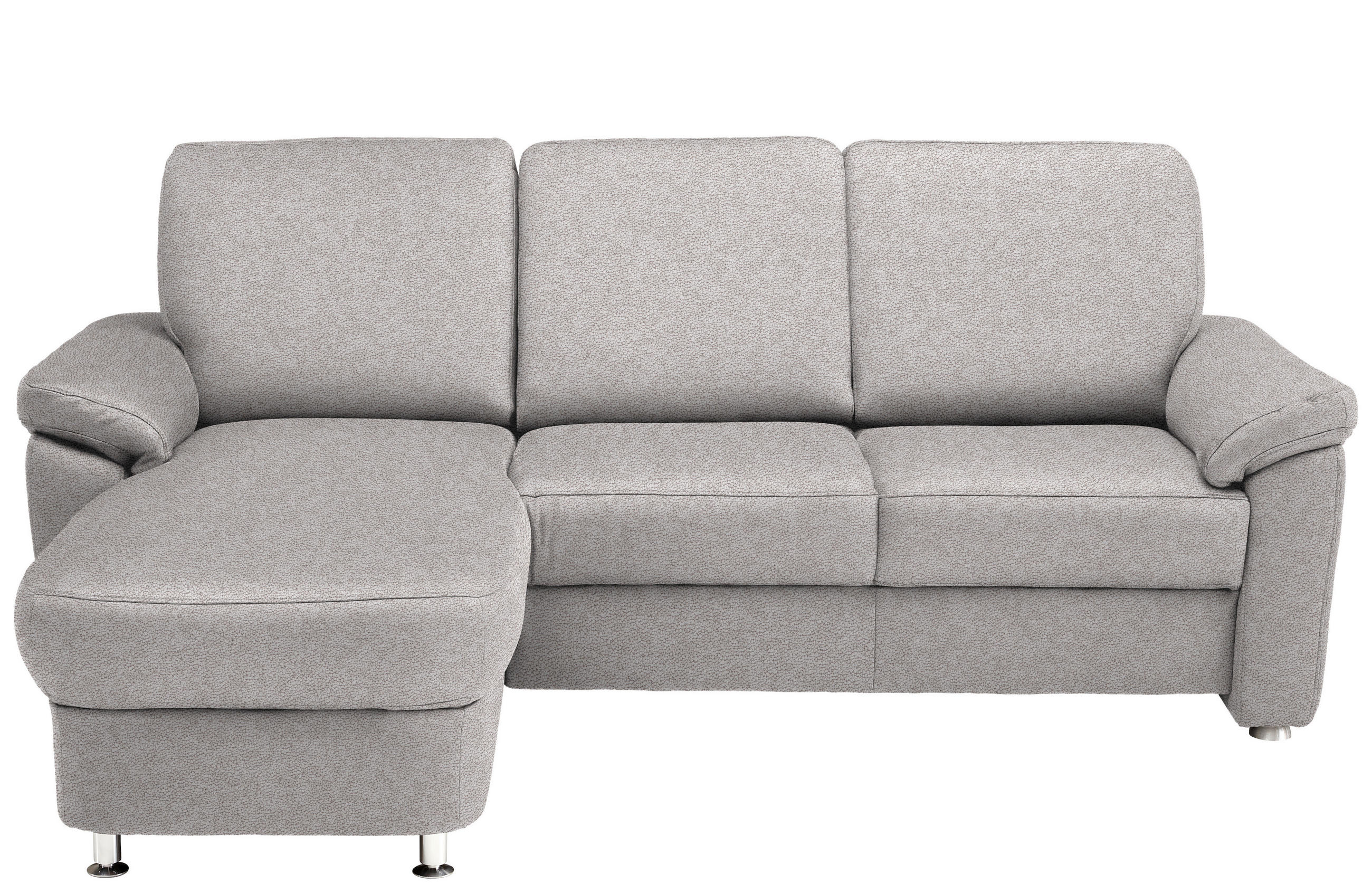 ECKSOFA in Flachgewebe Hellgrau  - Chromfarben/Hellgrau, Konventionell, Textil/Metall (163/220cm) - Beldomo System