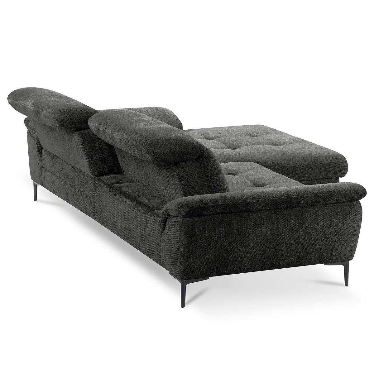 ECKSOFA  Webstoff Schwarz  - Schwarz, Design, Textil/Metall (268/195cm) - Livetastic