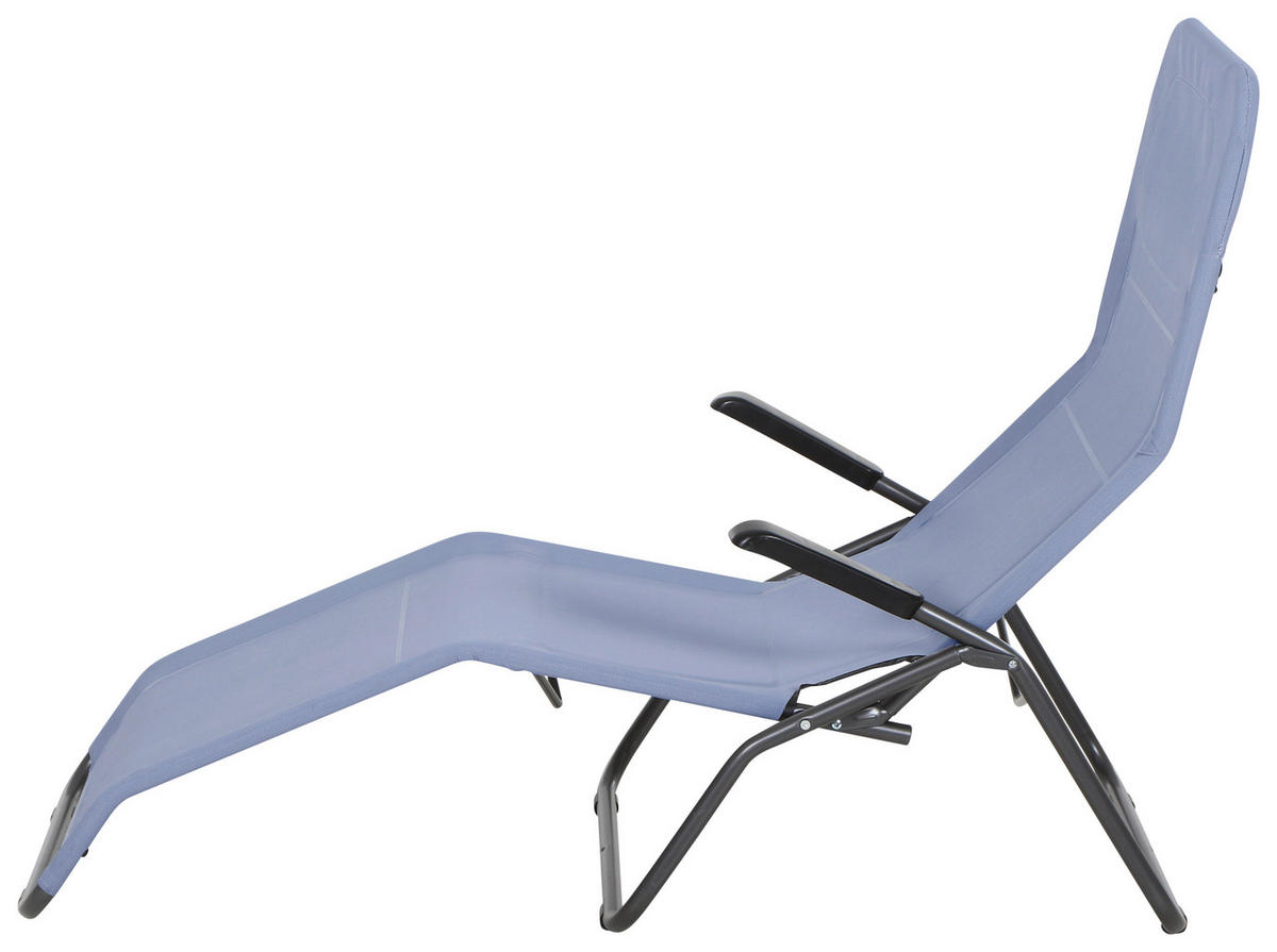 GARTENLIEGE 72,5/103,5/144 cm  - Anthrazit/Hellblau, MODERN, Textil/Metall (72,5/103,5/144cm) - Siena Garden