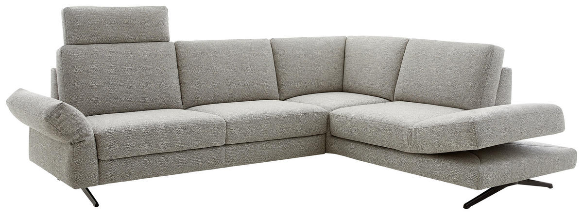 ECKSOFA in Flachgewebe Beige  259/218 cm  - Beige/Schwarz, Design, Textil/Metall (259/218cm) - Koinor