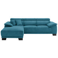 ECKSOFA in Cord Petrol  - Petrol/Schwarz, Design, Holz/Textil (174/270cm) - Pure Home Lifestyle