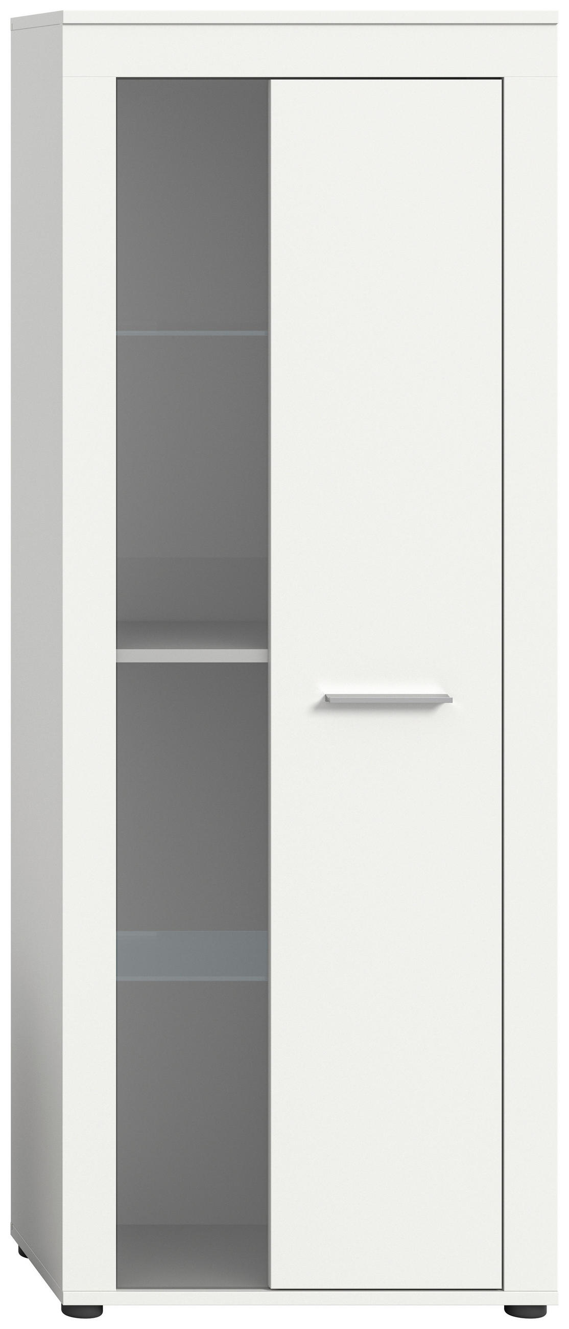 VITRINE  in Weiß  - Silberfarben/Schwarz, Design, Glas/Holzwerkstoff (60/159/35cm) - MID.YOU