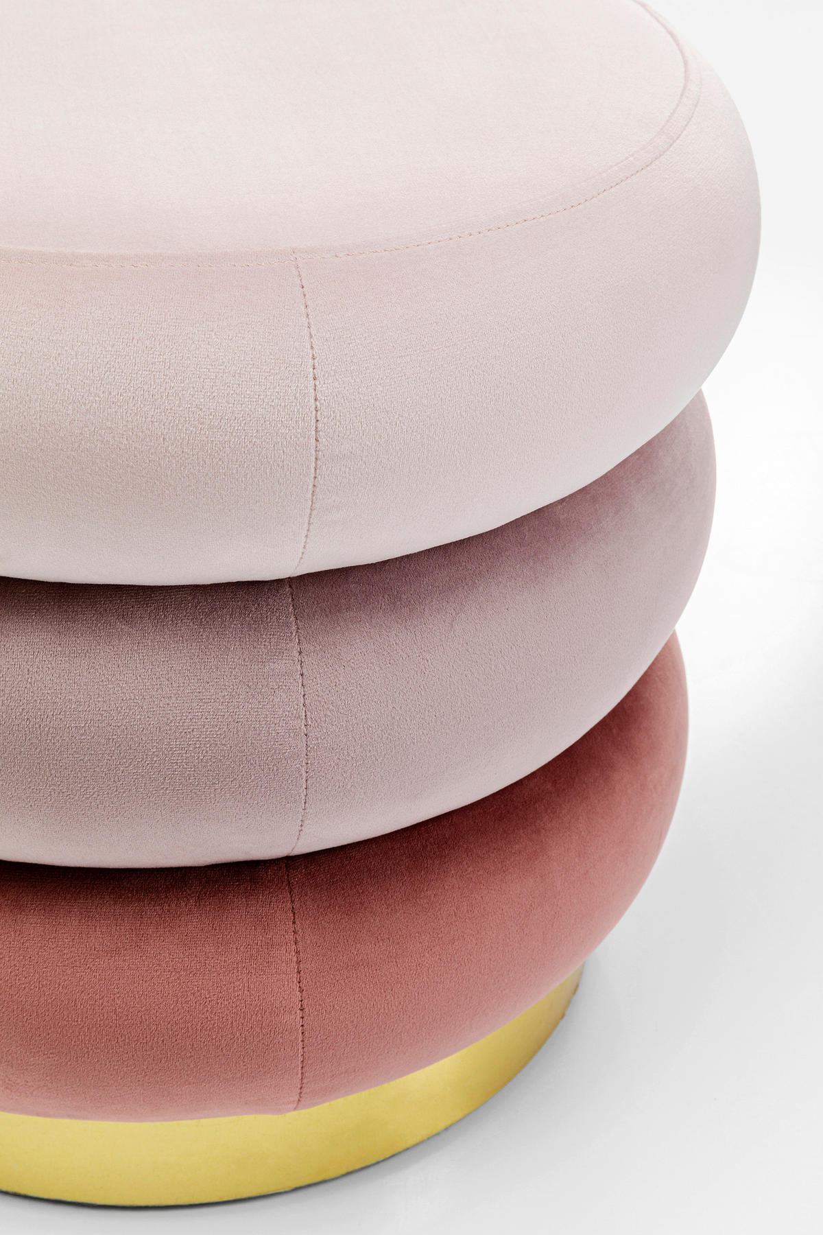 HOCKER Samt Creme, Rosa, Beige  - Beige/Creme, Trend, Textil/Metall (45/40/45cm) - Kare-Design