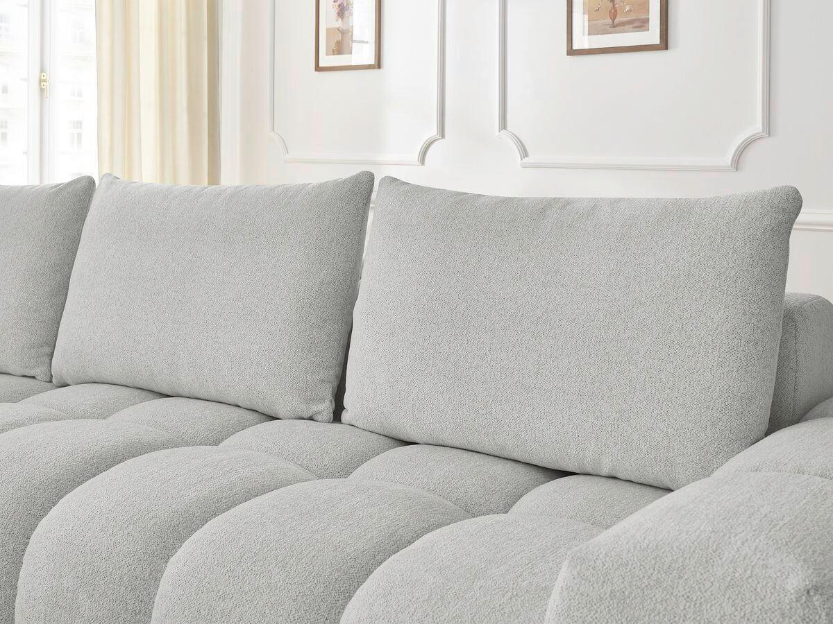 ECKSOFA Ottomane links  EVEREST Hellgrau Flachgewebe  - Hellgrau/Schwarz, MODERN, Kunststoff/Textil (210/352cm)