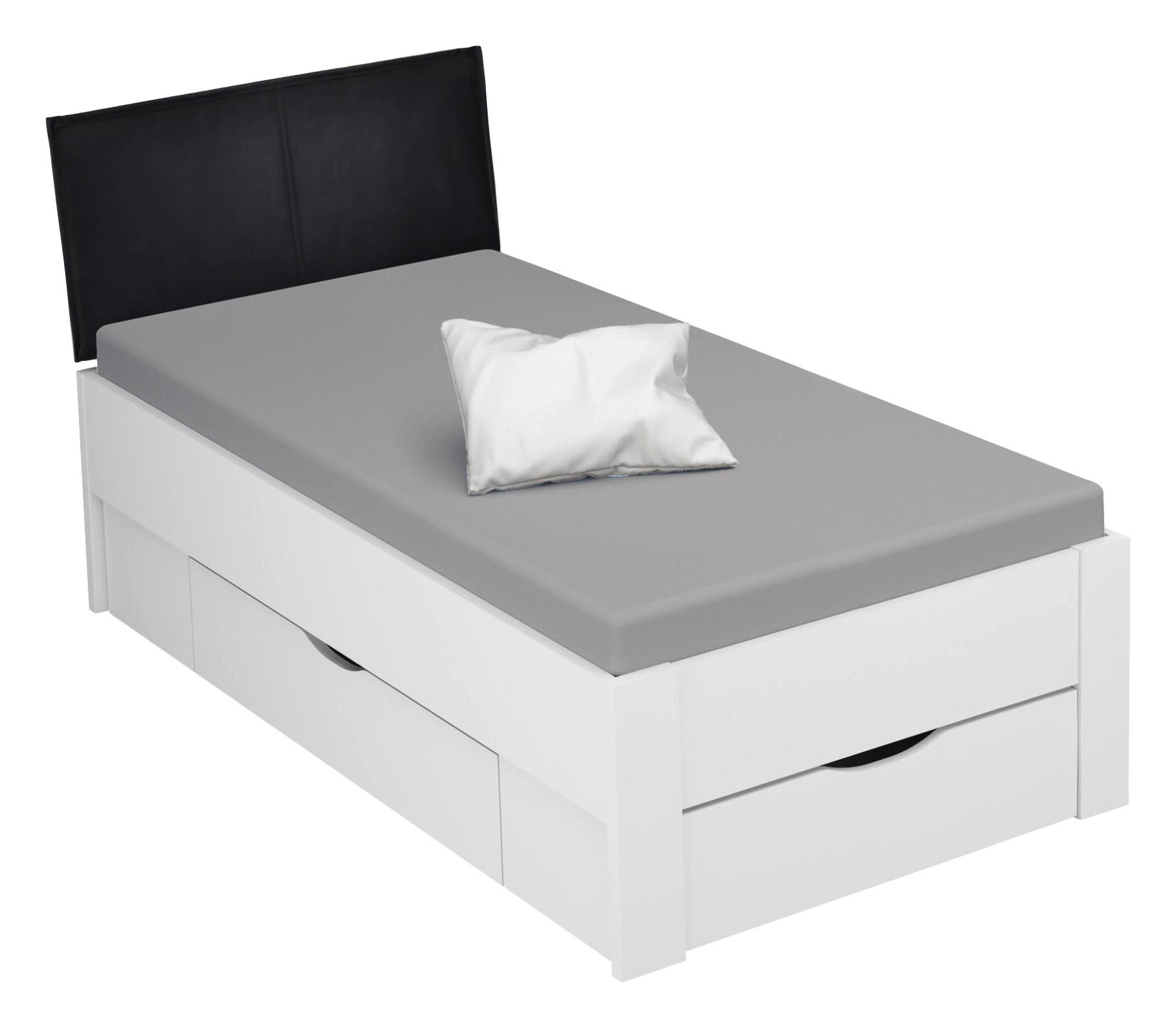 STAURAUMBETT 90/200 cm  Weiss   - Weiss/Schwarz, Design, Holzwerkstoff/Textil (90/200cm) - Xora