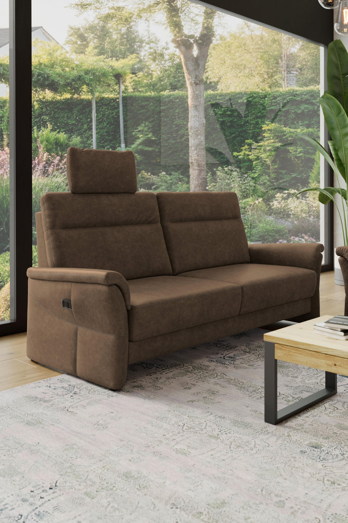 3,5-SITZER - Schwarz/Braun, Konventionell, Kunststoff/Textil (205/98/91cm) - Elegando