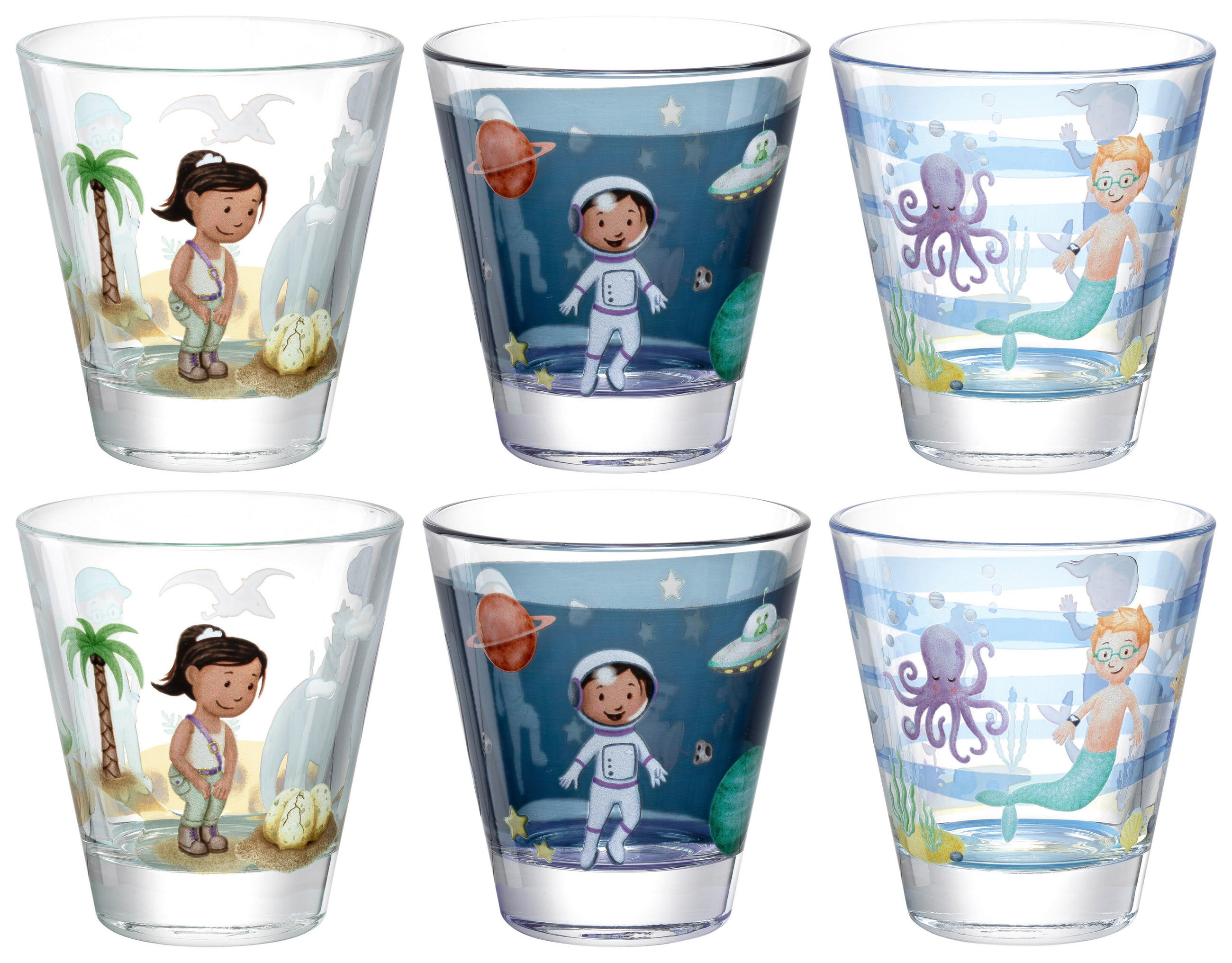 KINDER-GLÄSERSET Bambini Aventura 6-teilig  - Klar, Trend, Glas (26,50/9,8/17,70cm) - Leonardo